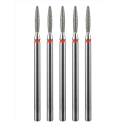 MANITA Фреза алмазная пламя тупое для аппаратного маникюра 856.104.244.100.018 ФАПЗ-1.8-10М, красная насечка, ø 1,8 мм, 5 шт. 28344