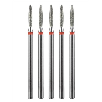 MANITA Фреза алмазная пламя тупое для аппаратного маникюра 856.104.244.100.018 ФАПЗ-1.8-10М, красная насечка, ø 1,8 мм, 5 шт. 28344