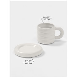 Чайная пара Доляна «Зефир», 350 мл, керамика, белая