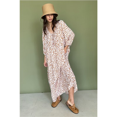 Платье женское  MOON085/05/Молочный, коричневый