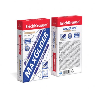 Ручка шариковая 0.7 мм "MaxGlider® "45213 синяя с резиновым хватом технология ультраскольжения ErichKrause