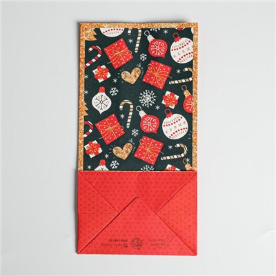 Пакет подарочный без ручек «Счастья в Новом Году», 10×19×7 см