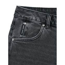 Актуальная коллекция CONTE CON-799 Чёрные джинсы straight ULTRA-LONG с эффектом потёртостей