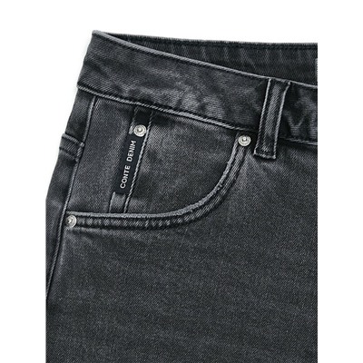 Актуальная коллекция CONTE CON-799 Чёрные джинсы straight ULTRA-LONG с эффектом потёртостей