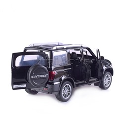 Машина металл UAZ Патриот 17,8 см, (свет-звук, откр. двери, черн.) инерц., в коробке