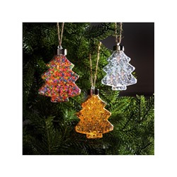 Набор ёлочных шаров «Ёлочки», 3 шт., 1 LED, от батареек, свечение тёплое белое, RGB, белое