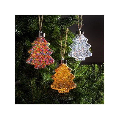 Набор ёлочных шаров «Ёлочки», 3 шт., 1 LED, от батареек, свечение тёплое белое, RGB, белое