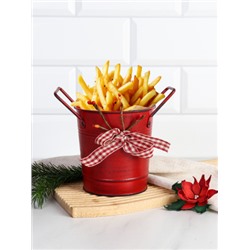 Ведерко для сервировки с эффектом старения 10х11х8,5см/ YW05 /уп 144/ Новогоднее/ Красное