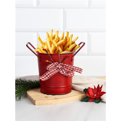 Ведерко для сервировки с эффектом старения 10х11х8,5см/ YW05 /уп 144/ Новогоднее/ Красное