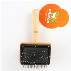 Щётка - пуходёрка деревянная «Премиум» с каплями, для длинношерстных животных, основание 80×60 мм