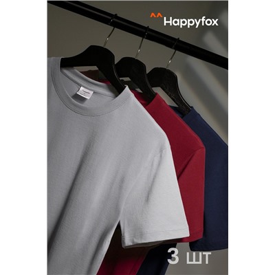 Мужская базовая футболка из хлопка 3 шт. Happyfox