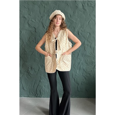 Жилет стеганый  HOME109/03/Бежевый, черный