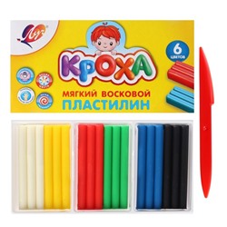 Пластилин мягкий (восковой) «Луч. Кроха», 6 цветов, 90 г, со стеком