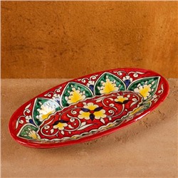 Селёдочница узбекская Риштанская Керамика, 24 см, красная, МИКС