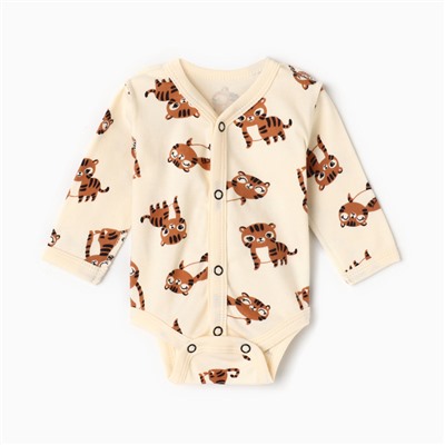 Боди на кнопках Крошка Я «Тигруля», рост 68-74 см, бежевое
