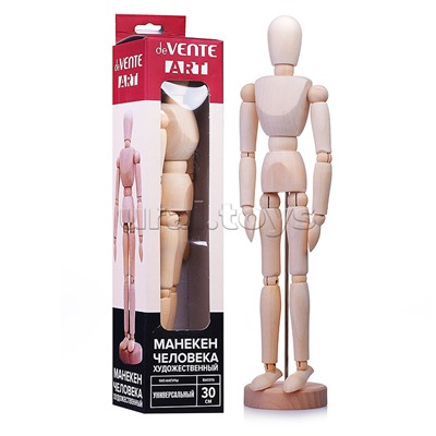 Манекен человека художественный "ART" высота 30,48 см, натуральное дерево, тип - универсальный, на подставке с металлической опорой, в картонной коробке