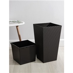 Кашпо для цветов со вставкой «Ротанг», 21 л (11.2 л), коричневое