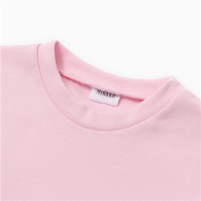 Футболка для девочки однотонная MINAKU: Basic line, розовая, рост 122 см