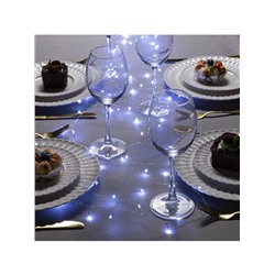 Гирлянда «Мишура» 5 м роса, IP20, серебристая нить, 100 LED, 2 режима, батарейки AAх3 (нет в комплекте), свечение белое