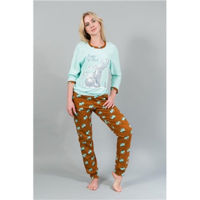 Женская пижама с брюками и кофтой 179 (Ментол)