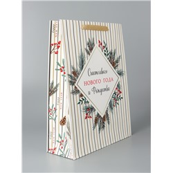 Пакет подарочный ламинированный «Счастливого Нового года и Рождества», 31 × 40 × 11.5 см