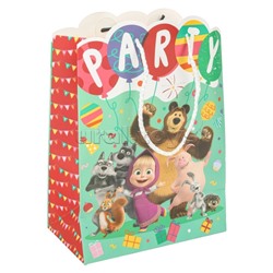 Пакет подарочный вырубка "Маша и Медведь" M