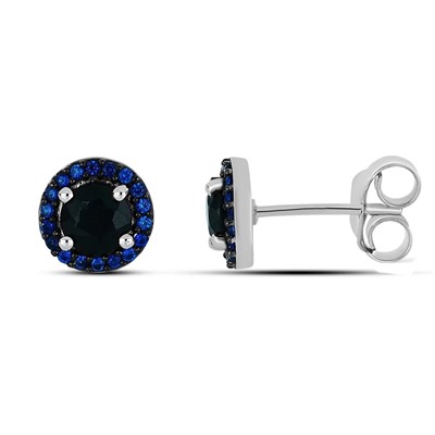 Серьги, сапфир корунд , наносапфир, Вербена