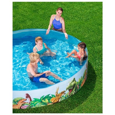 Бассейн Dinosaur Fill'N Fun, жёсткий борт, 244×46 см, 55001 Bestway