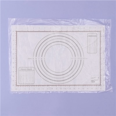 Коврик для выпечки и раскатки теста с разметкой, армированный, силикон, 42×29.5 см, белый