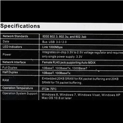 Сетевая карта USB 3.0 LAN интернет-адаптер