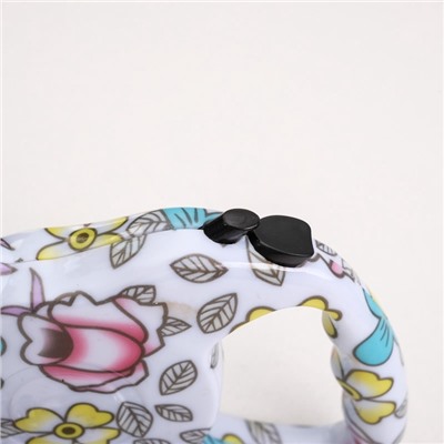 Рулетка с принтом «Стрим», 3 м, вес животного до 12 кг, расцветка нежные цветы