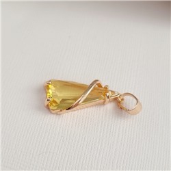 Комплект ювелирной бижутерии коллекция "Дубай" серьги и кулон, покрытие позолота, вставка: фианиты, цвет: желтый, арт.414.045