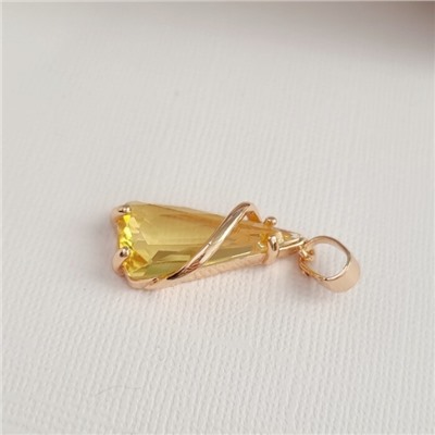 Комплект ювелирной бижутерии коллекция "Дубай" серьги и кулон, покрытие позолота, вставка: фианиты, цвет: желтый, арт.414.045