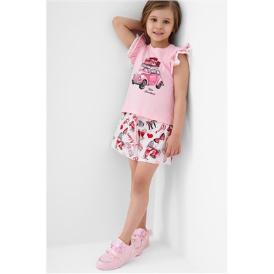 Комплект для девочек: джемпер трикотажный (футболка), шорты текстильные PLAYTODAY, 1243357