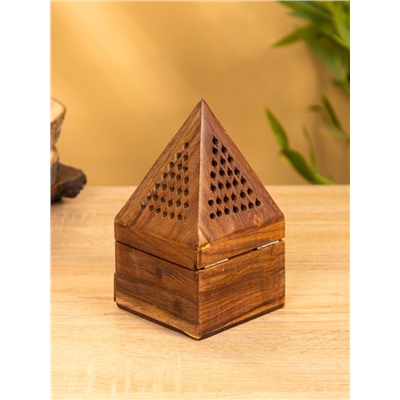 Подставка под благовония в форме пирамиды «Джали», 9×9×15.5 см, дерево шишам