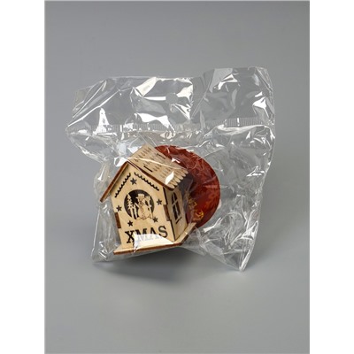 Ёлочная игрушка «Домик со снеговиком», 6×4.5×4.5 см, от батареек, свечение тёплое белое