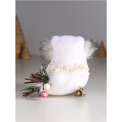 Фигурка «Белый совёнок с бусинками», 13×7×9 см