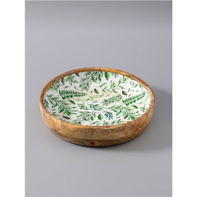 УЦЕНКА Блюдо " Оливковая ветвь" дерево манго 25х25х4,5 см