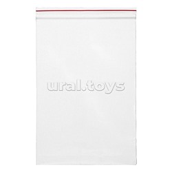 Пакет упаковочный с замком Zip Lock 180x250 мм, ПНД, 35 мкм, прозрачный, 50 шт в упаковке, с красной полосой на zip-застежке