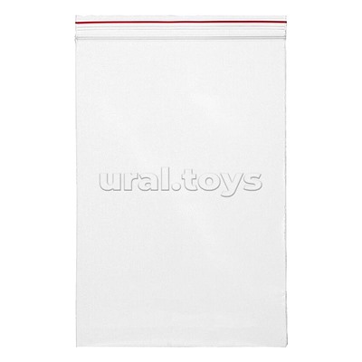 Пакет упаковочный с замком Zip Lock 180x250 мм, ПНД, 35 мкм, прозрачный, 50 шт в упаковке, с красной полосой на zip-застежке
