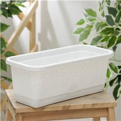 Ящик для цветов балконный с поддоном, 40 см, мраморный