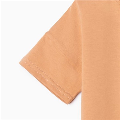 Футболка детская однотонная MINAKU: Basic line, песочная, рост 128 см