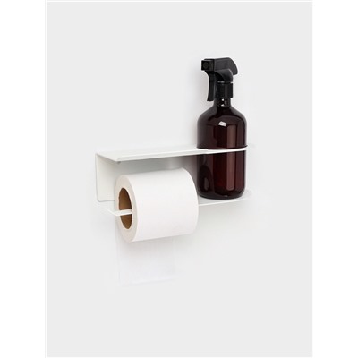 Держатель для туалетной бумаги с полочкой с отверстием для освежителя, белый