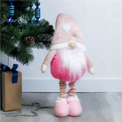 Новогоднее украшение Гном на телескопических ножках 45/60 см розовый / SH026 /уп 48/