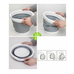 Ведро силиконовое, складное, круглое, 10л, серое