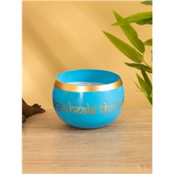 Свеча в чаше Yoga heal the soul голубая, соевый воск 200 гр 8,5х7 см