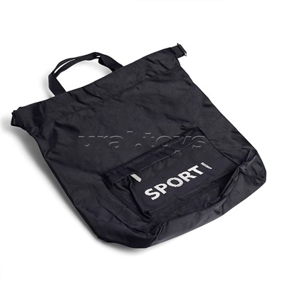 Сумка-рюкзак "Sport" 39x32x19 см, вес 250 г, плотный износостойкий полиэстер с водоотталкивающей пропиткой и объемная печать, на утяжке, с ручками и плечевыми лямками, с передним карманом на молнии, внутренний карман на липучке