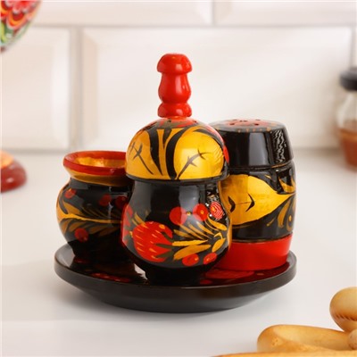 Набор для специй дерево «Ягодка», 4 предмета, хохлома