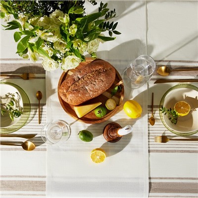 Дорожка на стол Этель Cloudy 40×146 см, лён 100%, плотность 210 г/м², белая