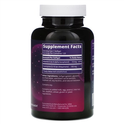 MRM, Nutrition, коэнзим Q10, 100 мг, 120 мягких таблеток